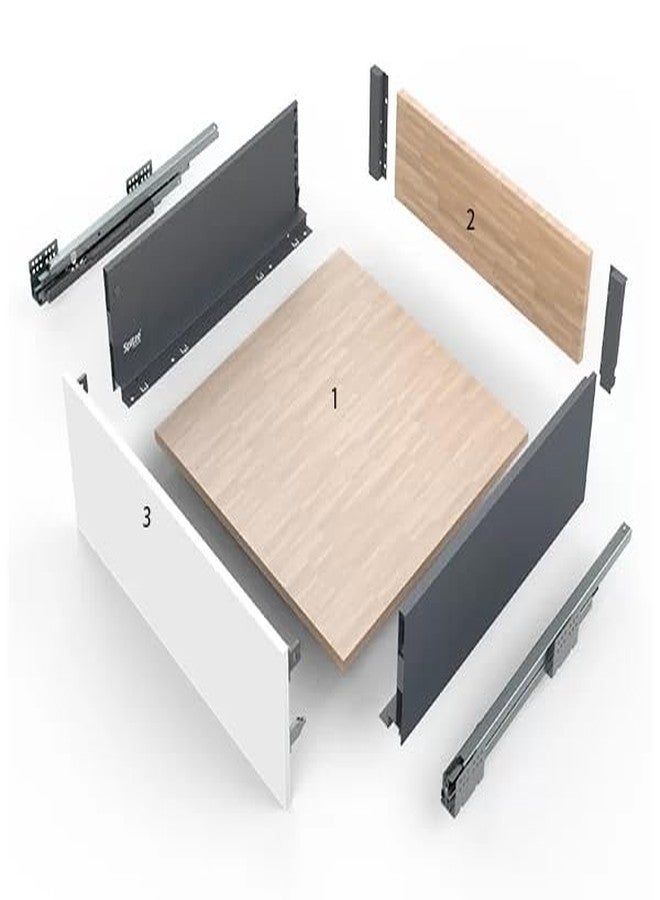 DBR Kitchen Slim Tandem Box for Drawer System With Soft Close Load Capacity Upto 40 Kg (Grey, 4 x 20 Inch) (Depth 500mm) Wood - Image 3